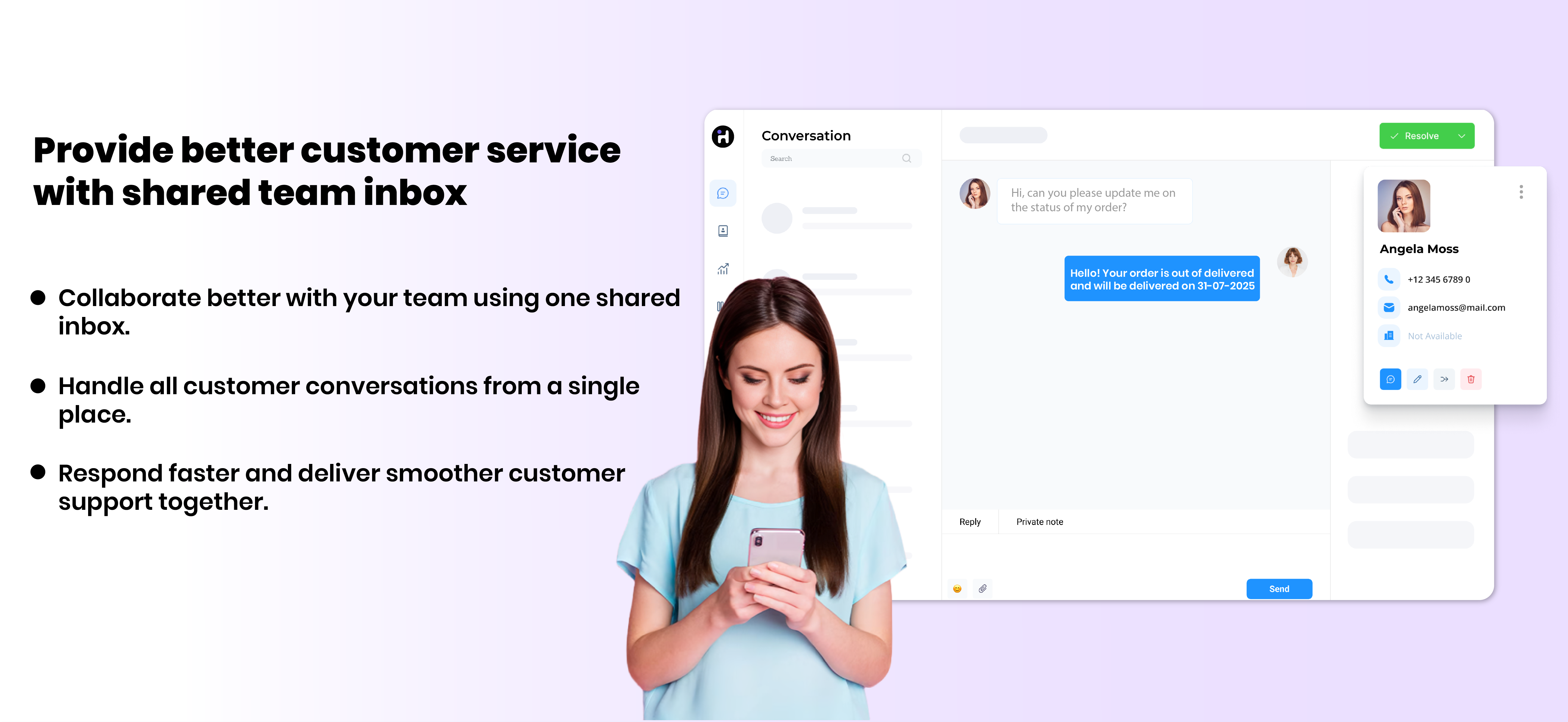 Multi-team shared inbox for WhatsApp Business customer support